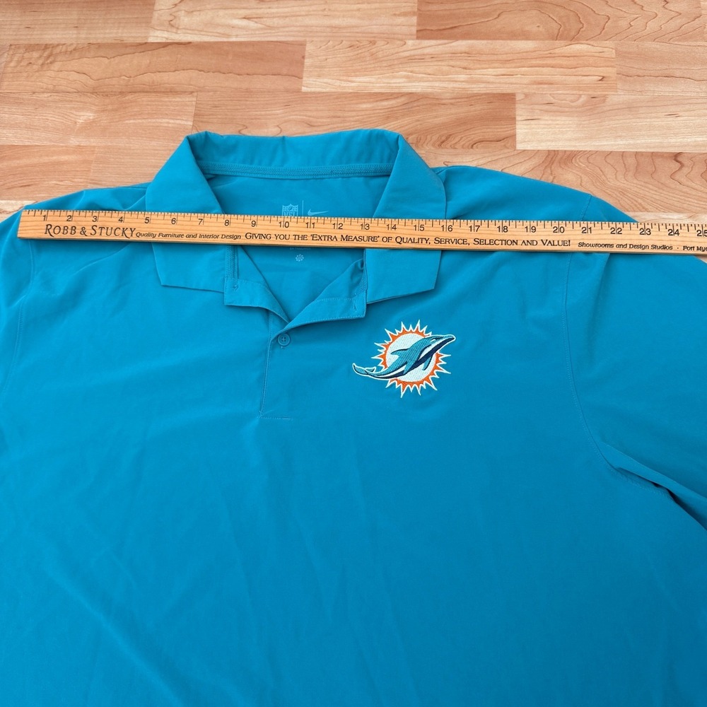 Nike NFL Miami Dolphins Dri-FIT Polo Shirt Mens XXL Aqua Teal Short Sleeve‎ - Picture 7 of 8